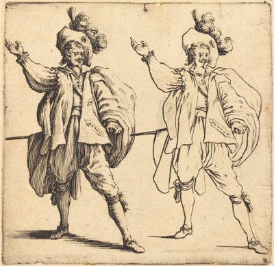 Offizier mit großem Federbusch, Vorderansicht von Jacques Callot