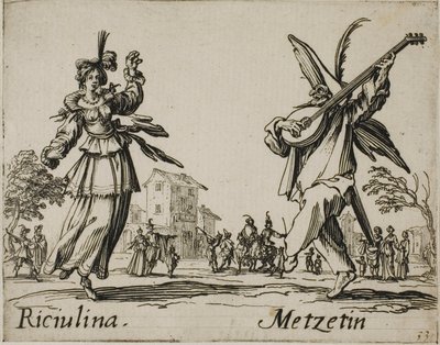 Riciulina - Metzetin, Tafel 8 aus Balli di Sfessania von Jacques Callot