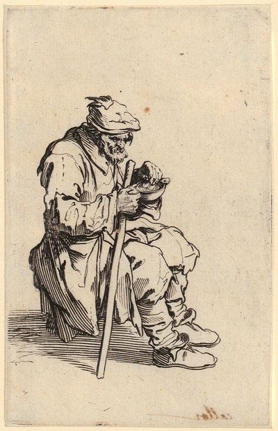 Sitzende Bettler beim Essen, Blatt 24 der Folge "Die Bettler" von Jacques Callot