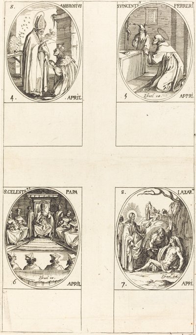 St. Ambrosius; St. Vinzenz Ferrer; St. Cölestin; St. Lazarus von Jacques Callot