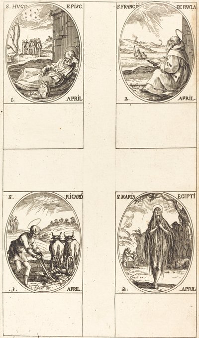 Der heilige Hugo; der heilige Franz von Paula; die heilige Maria von Ägypten; der heilige Richard von Jacques Callot