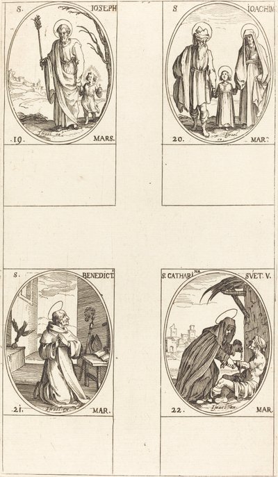 St. Joseph; St. Joachim; St. Benedikt, Abt; St. Katharina von Schweden von Jacques Callot