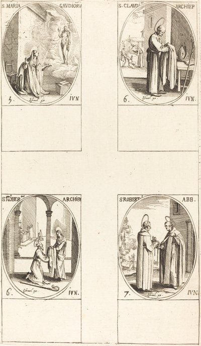 St. Maria Gaudioru; St. Cladius; St. Norbert; St. Robert von Jacques Callot