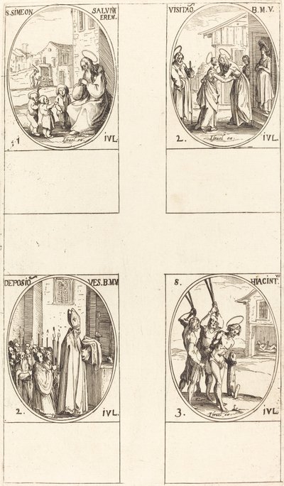 St. Simeon Salus; Die Heimsuchung; Ablegen der Kleider der Jungfrau; St. Hiacintus von Jacques Callot