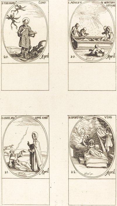 St. Theodorus; St. Agnes von Monte Pulciano; St. Anselme, Erzbischof von Canterbury; St von Jacques Callot