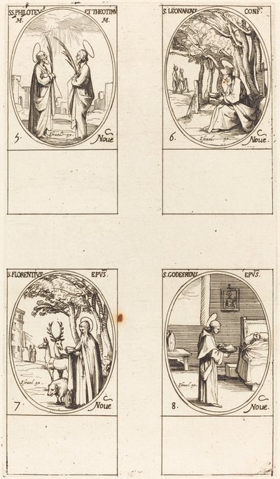 Heilige Philoteus und Theotimus, St. Leonard, St. Florentinus, St. Godfrey von Jacques Callot