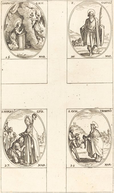 Die Verkündigung, St. Castulus, St. Rupert, St. Gontran von Jacques Callot