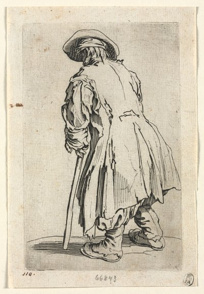 Die Bettler: Alter Bettler auf einer einzigen Krücke, ca. 1623 von Jacques Callot