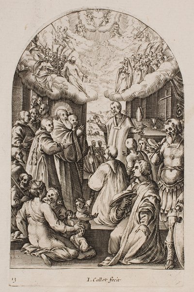 Der Tod des heiligen Benedikt, aus der Serie „Bilder von Rom“ von Jacques Callot