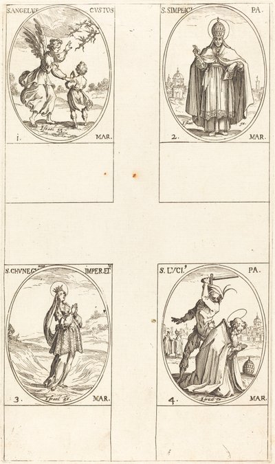 Der Schutzengel; St. Simplici; St. Kunigunde; St. Luci von Jacques Callot