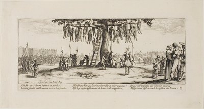 Die Hinrichtung, Tafel elf aus Die Elenden des Krieges von Jacques Callot