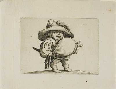 Der dickbäuchige Mann mit einer Reihe von Knöpfen, aus Varie Figure Gobbi von Jacques Callot