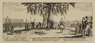 Die Leiden des Krieges, Nr. 11. Der Galgen, 1633 von Jacques Callot