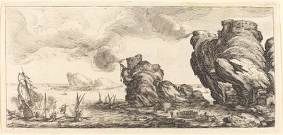 Die Seeschlacht, wahrscheinlich ca. 1630 von Jacques Callot