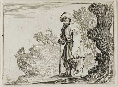 Der Bauer trägt seine Tasche, aus Die Launen von Jacques Callot
