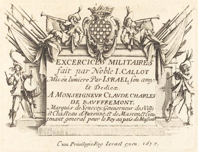 Titelseite für Die Militärübungen, 1634-1635 von Jacques Callot