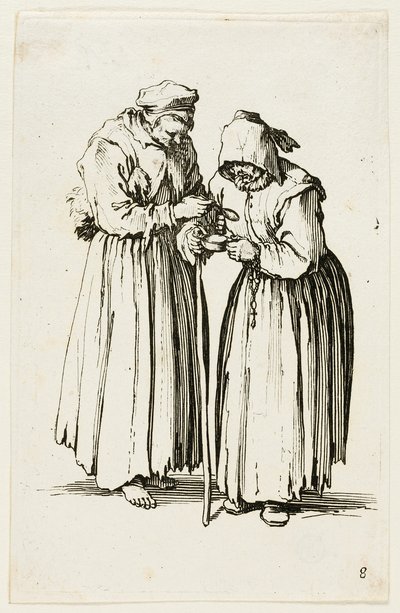 Zwei bettelnde Frauen, Tafel acht aus Die Bettler von Jacques Callot