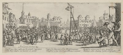 Wippgalgen, Blatt 10 der Folge "Grauen des Krieges" von Jacques Callot