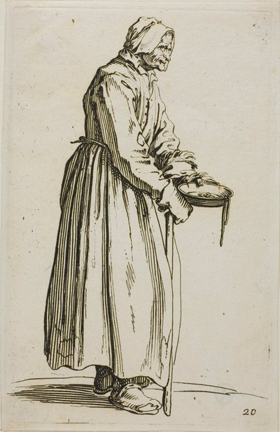 Bettlerin mit Almosen, Platte 20 aus Die Bettler von Jacques Callot