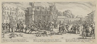 Zerstörung eines Klosters, Blatt 6 der Folge "Grauen des Krieges" von Jacques Callot