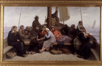 Austernfischen auf dem Deck eines Bootes - Gemälde von Eugene Feyen (1815-1908), n.d. von Jacques Eugene Feyen