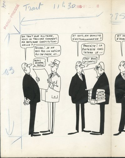 Paris-Presse, Satirisch in N & B von Jacques Faizant