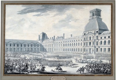 Revue der Truppen durch Napoleon Bonaparte (1769-1821) in den Tuilerien von Jacques Francois Joseph Swebach
