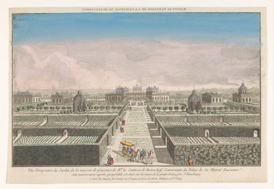 Ansicht des Gartens des Landhauses der Gräfin von Bestoucheff in der Umgebung von Sankt Petersburg von Jacques Gabriel Huquier