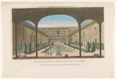 Ansicht eines Innenhofs mit Brunnen der Alhambra in Granada von Jacques Gabriel Huquier