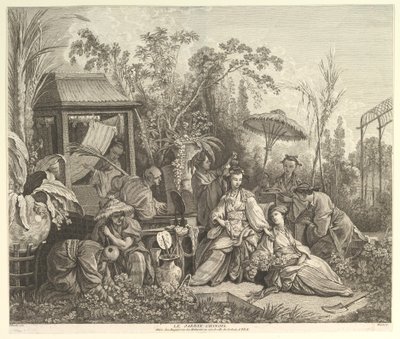 Der chinesische Garten, aus Chinoiserien von Jacques Gabriel Huquier