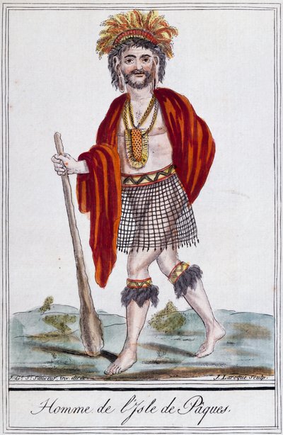 Einheimischer von der Osterinsel, Farbgravur von Laroque von Jacques Grasset de Saint Sauveur