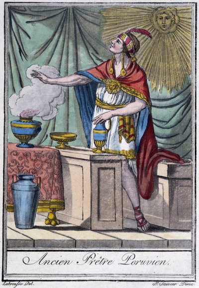 Ehemaliger peruanischer Priester (Inka) - in „Enzyklopädie der Reisen“ von J. Grasset-Saint-Sauveur, Paris von Jacques Grasset de Saint Sauveur
