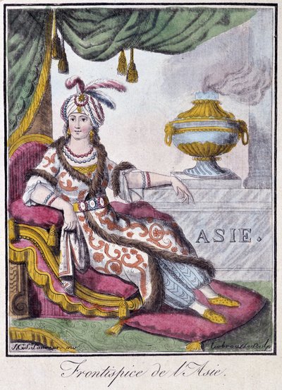 Frontispiz von Asien - in „Encyclopedia of Travels“ von Grasset St Sauveur, ed. 1796 von Jacques Grasset de Saint Sauveur
