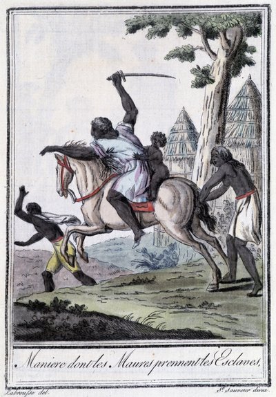 Wie die Mauren Sklaven nehmen - in „Enzyklopädie der Reisen“ von Grasset Saint Sauveur, ed. Paris 1796 von Jacques Grasset de Saint Sauveur