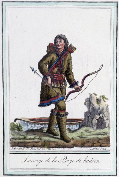 Wilder aus der Hudson-Bucht (Kanada) - in „Enzyklopädie der Reisen“ von Grasset St Sauveur, ed. 1796 von Jacques Grasset de Saint Sauveur