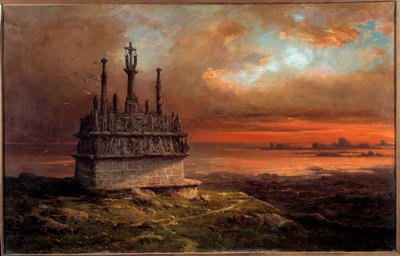 Das Kalvarienberg von Tronoen im Sonnenuntergang von Jacques Guiaud