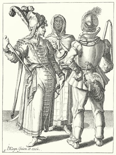 Maskerade (Gravur) von Jacques II de Gheyn