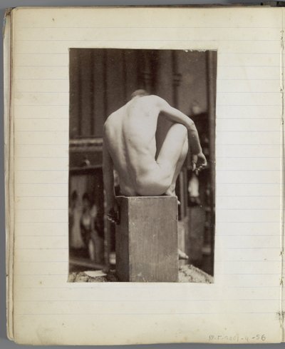 Studie eines männlichen Aktmodells, sitzend und von hinten gesehen, im Atelier von Jacques de Lalaing von Jacques Lalaing (attributed to)