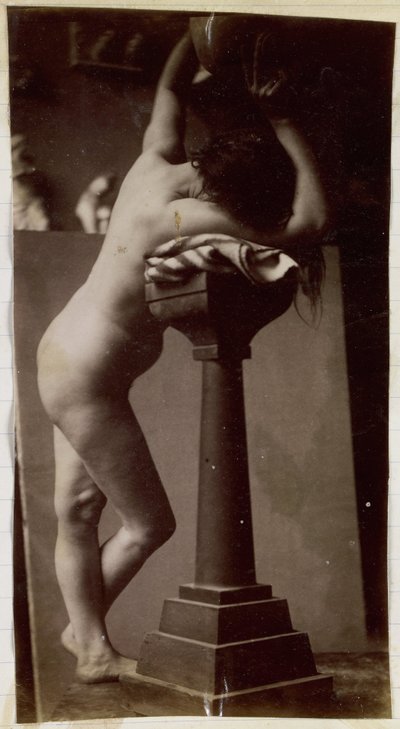 Studie eines weiblichen Aktmodells, von der Seite gesehen, im Atelier von Jacques de Lalaing von Jacques Lalaing (attributed to)