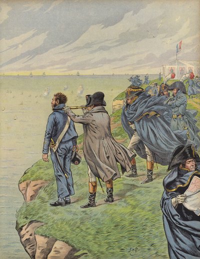 Napoleon Bonaparte beobachtet seine Flotte beim Auslaufen aus Boulogne von Jacques Marie Gaston Onfray de Breville (Job)