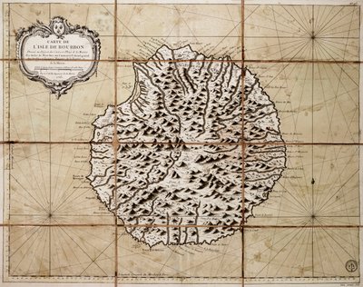 Karte der Insel Bourbon, vorbereitet im Karten- und Seekartenlager von Jacques Nicolas Bellin