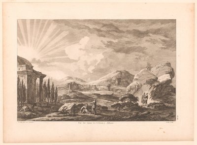 Ansicht einer Ruine in Athen, möglicherweise das Dionysostheater von Jacques Philippe Le Bas