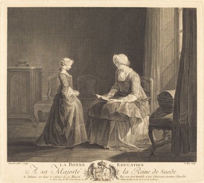 Die gute Erziehung von Jacques Philippe Le Bas after Jean Siméon Chardin