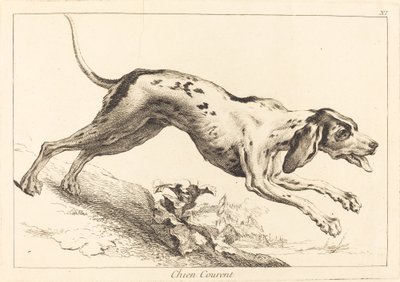 Laufender Hund von Jacques Philippe Le Bas and Jean Eric Rehn after Jean Baptiste Oudry