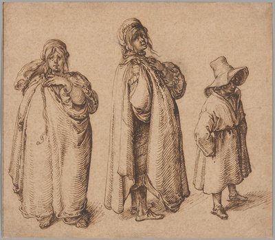 Zwei Studien einer Roma-Frau und eines Roma-Jungen mit großem Hut von Jacques de Gheyn II