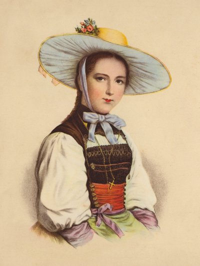 Schweizer Mädchen in Nationaltracht von Jakob (after) Suter
