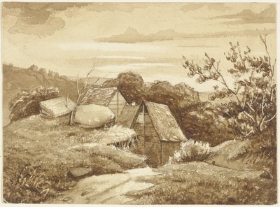 Bauernhof in einer Landschaft von Jakob Becker