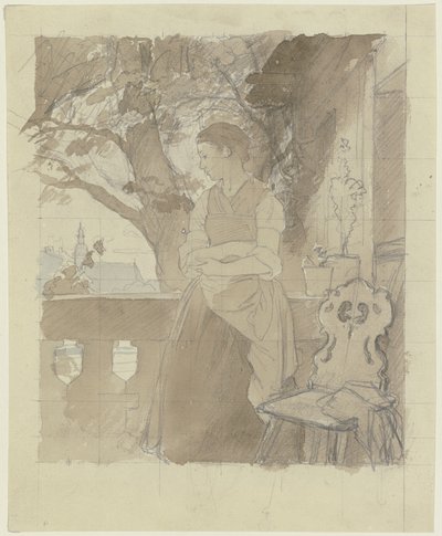 Mädchen auf der Veranda von Jakob Becker