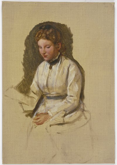 Junges Mädchen in weißer Bluse von Jakob Becker
