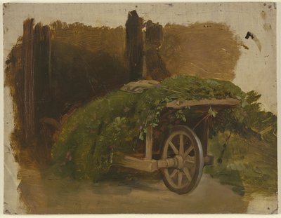 Karren mit geschnittenem Gras beladen von Jakob Becker